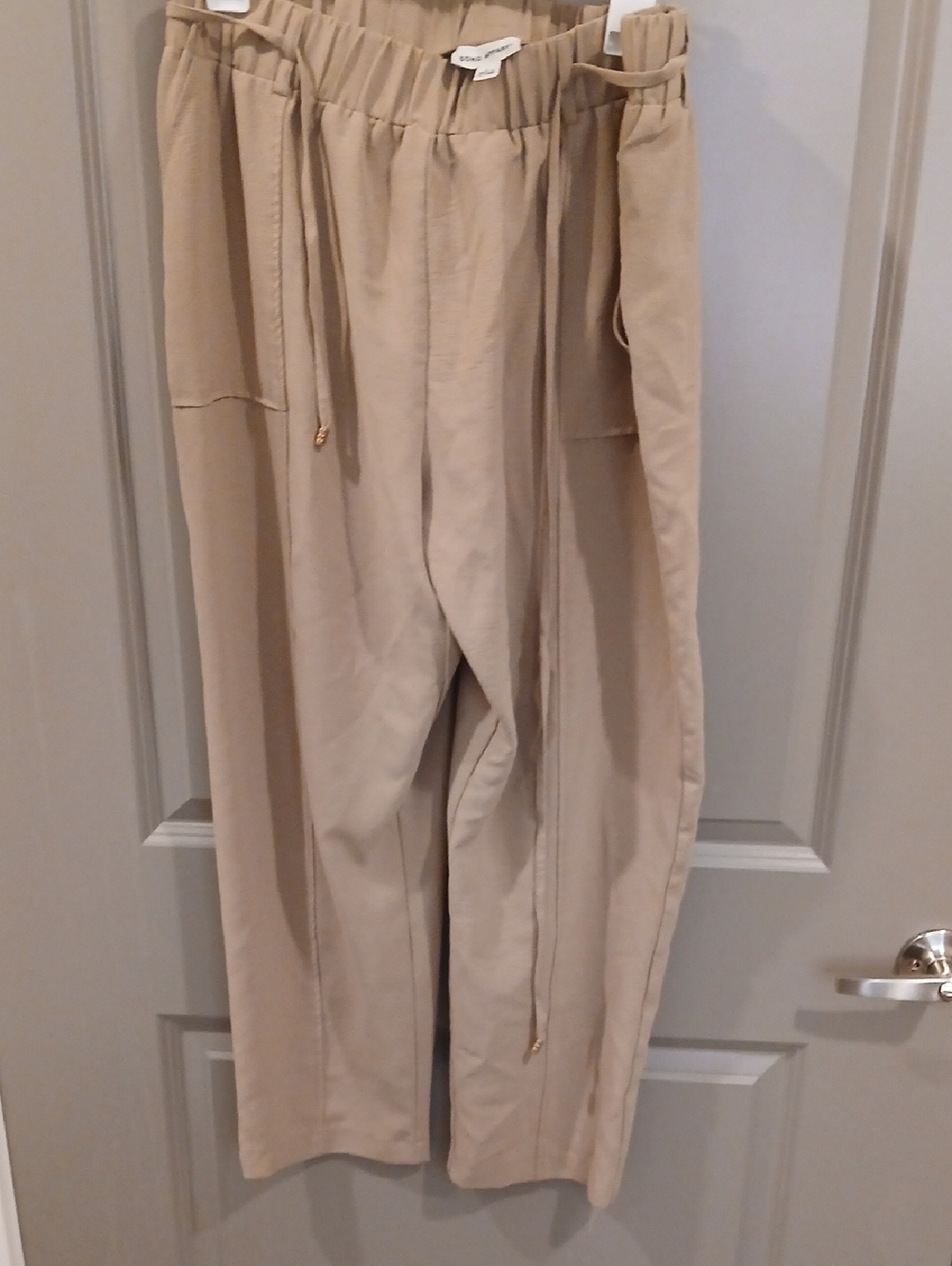 Soho Apparel Beige Drawstring Wide-Leg Pants